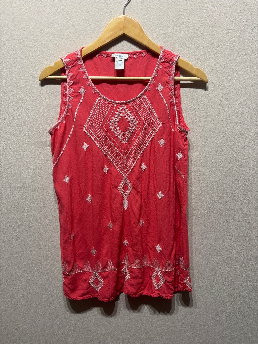 Sundance Embroidered Tribal Tank Top Sz Small